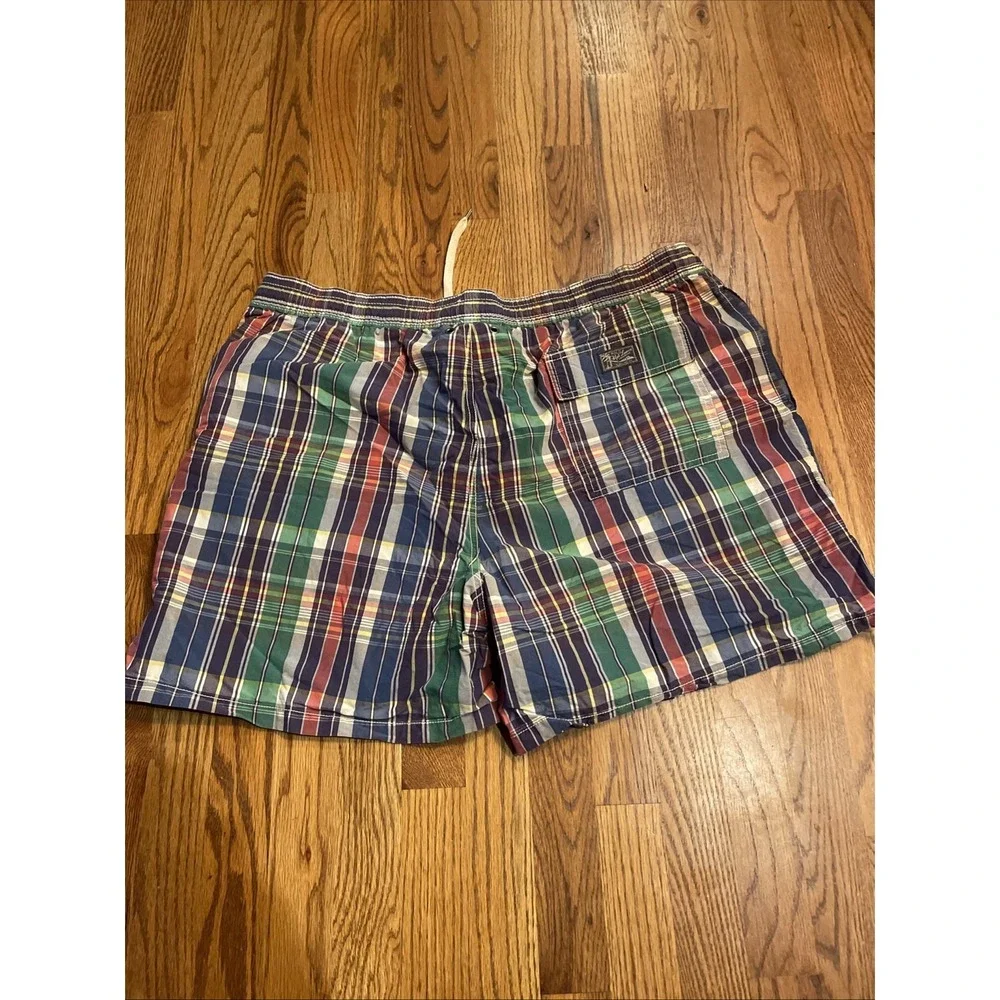 Polo Ralph Lauren Swimwear Men's Swim Trunks Bright Plaid Pony Logo Size 2XB‎